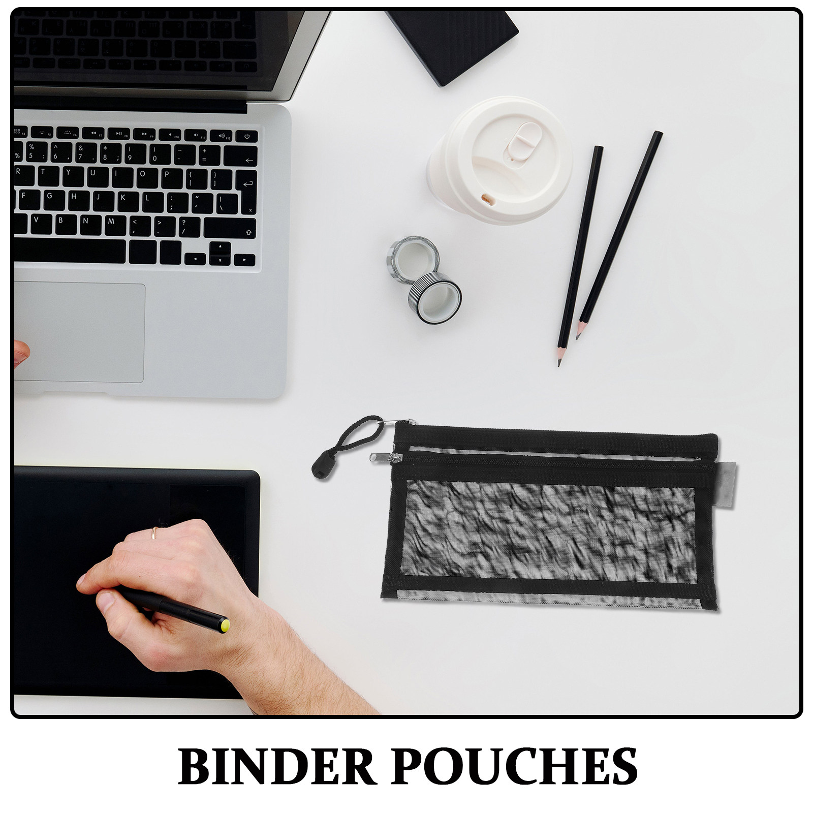 6Pcs Clear Double Layer Nylon  - Clear Mesh Pencil Pouch For Exam recension och pris