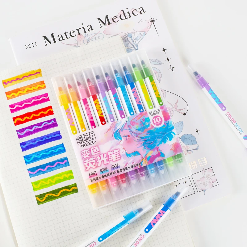 10pcs Double-ended Magic Color - Pastel Highlighter Set Double Ended recension och pris