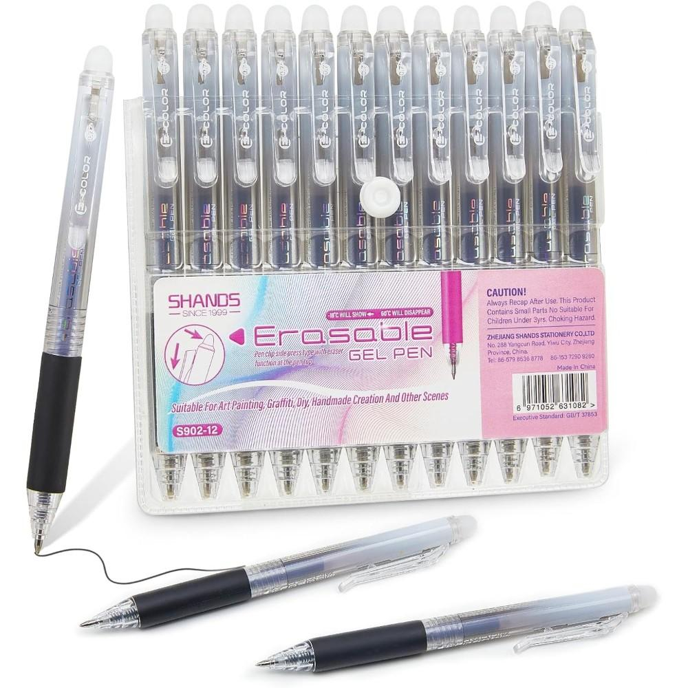 12-Pack 0.7mm Erasable Gel Pen - Retractable Eraser Pen Click recension och pris