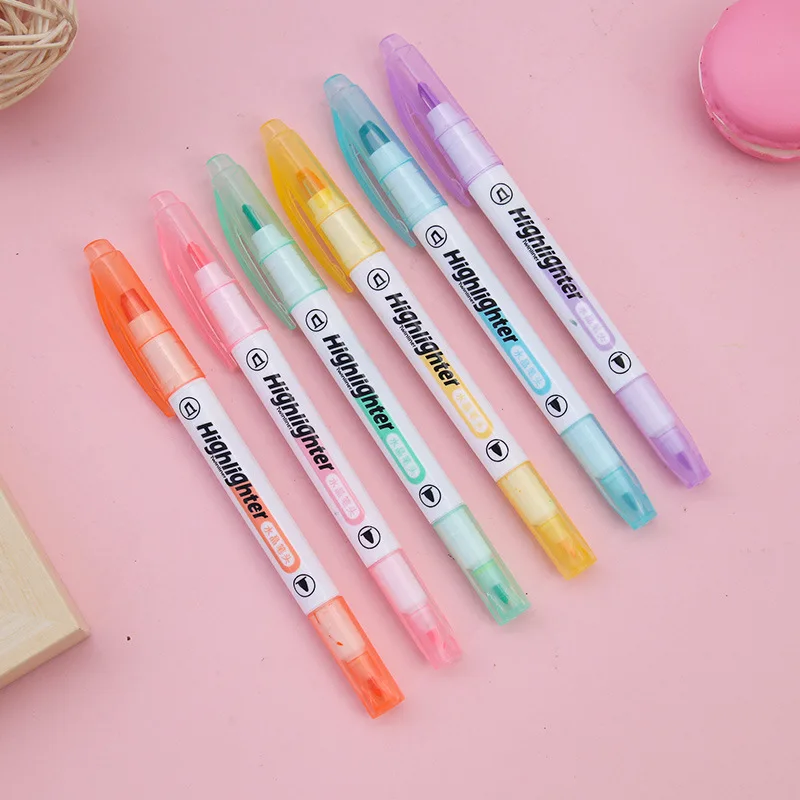 6 Colors/Set Unique Window Tip - Pastel Highlighter Set Double Ended recension och pris